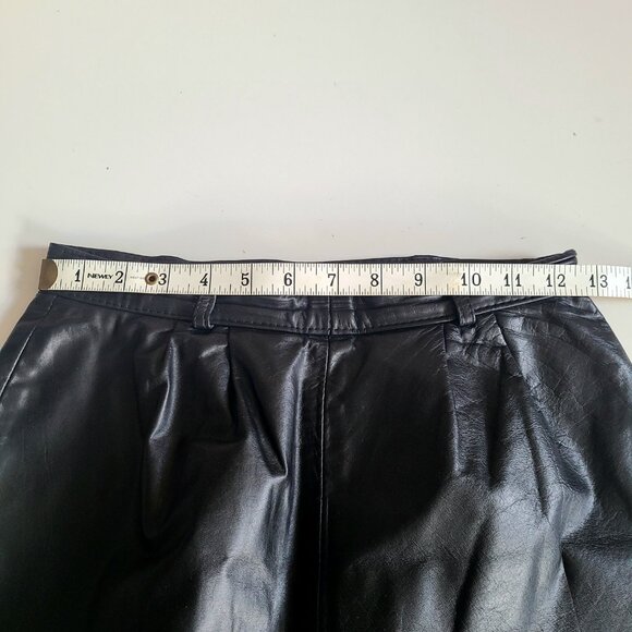 Vintage black leather midi skirt made in Canada. - Picture 5 of 7